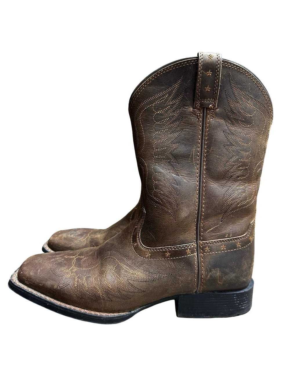 ARIAT HONOR DISTRESSED BROWN BOOTS SIZE 6 KIDS STYLE 10017313 WESTERN SQUARE TOE